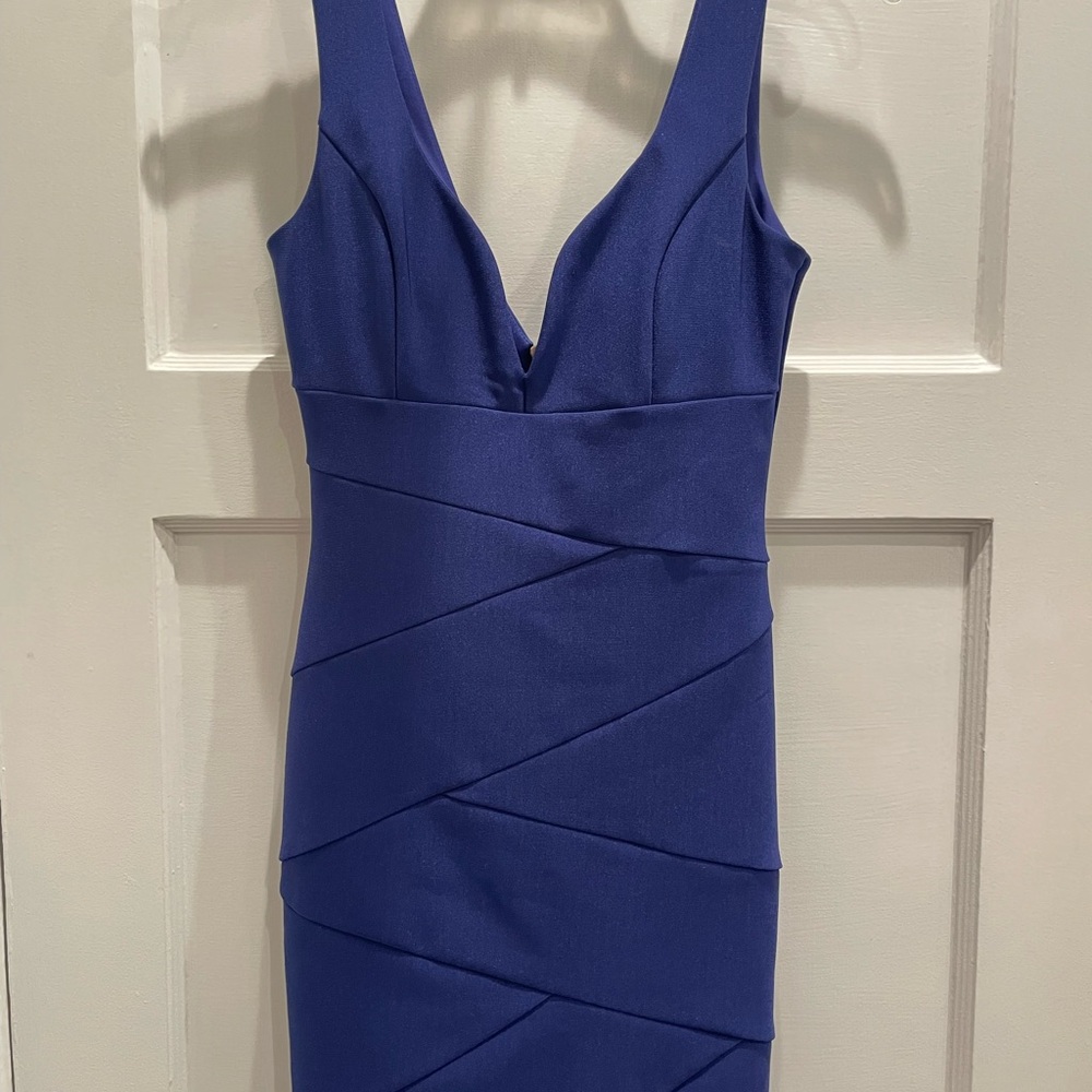Windsor Royal Blue V-Neck Mini Dress